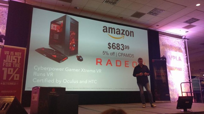 VRLAでGamer Xtreme VR GXiVR8020A Gaming Desktopが発表される様子