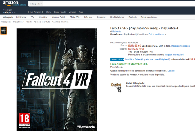 PSVR版「Fallout 4 VR」のリリース情報がリーク！リリースは今年末か？
