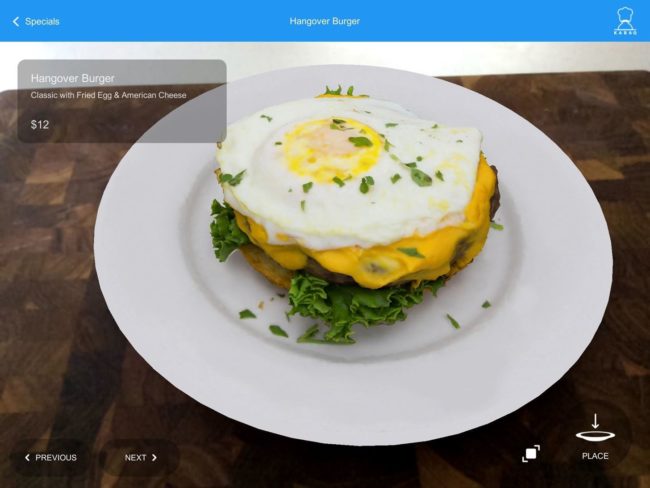 ARKitで開発された皿のうえに料理をAR表示するレストランメニューアプリ「KabaQ」のデモ動画公開