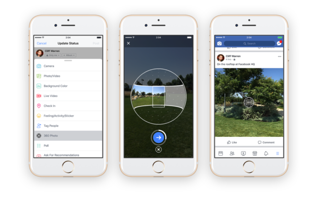 スマホFacebookアプリにスマホだけで360°画像が撮影できる機能を追加。もはや360°カメラは不要に