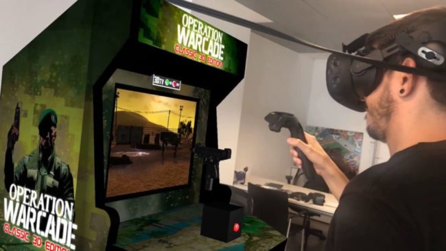 ARでアーケードゲームの筐体が表示され、VRでプレイする動画が公開