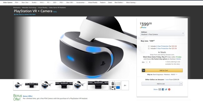 AmazonのPSVRページ