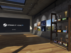SteamVR Homeに飾られたトロフィーとアートワーク