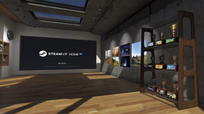 SteamVR Homeに飾られたトロフィーとアートワーク