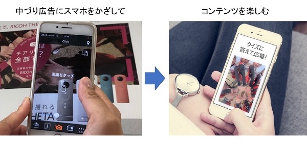 リコー×JR西日本がマーカー不要の「AR中吊り広告」の実証実験を開始