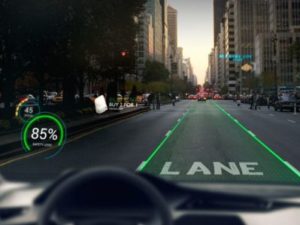 AR技術を搭載した自動車の運転席