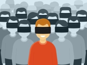 VRヘッドセットを付けた人たちのイラスト